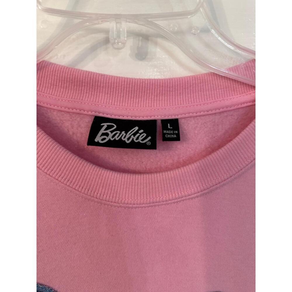 Barbie Womens Sweatshirt Size L Pink Blue Graphic Casual Logo Iconic Retro - Picture 5 of 6